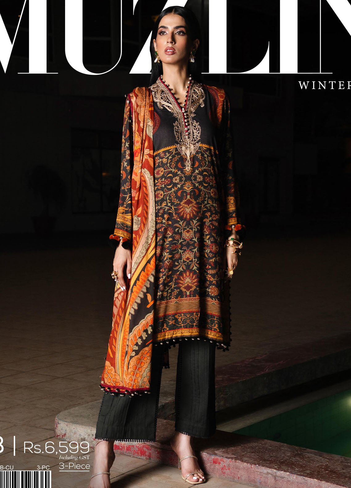 Muzlin By Sana Safinaz Unstitched Winter Collection 2023 Vol-3 5B