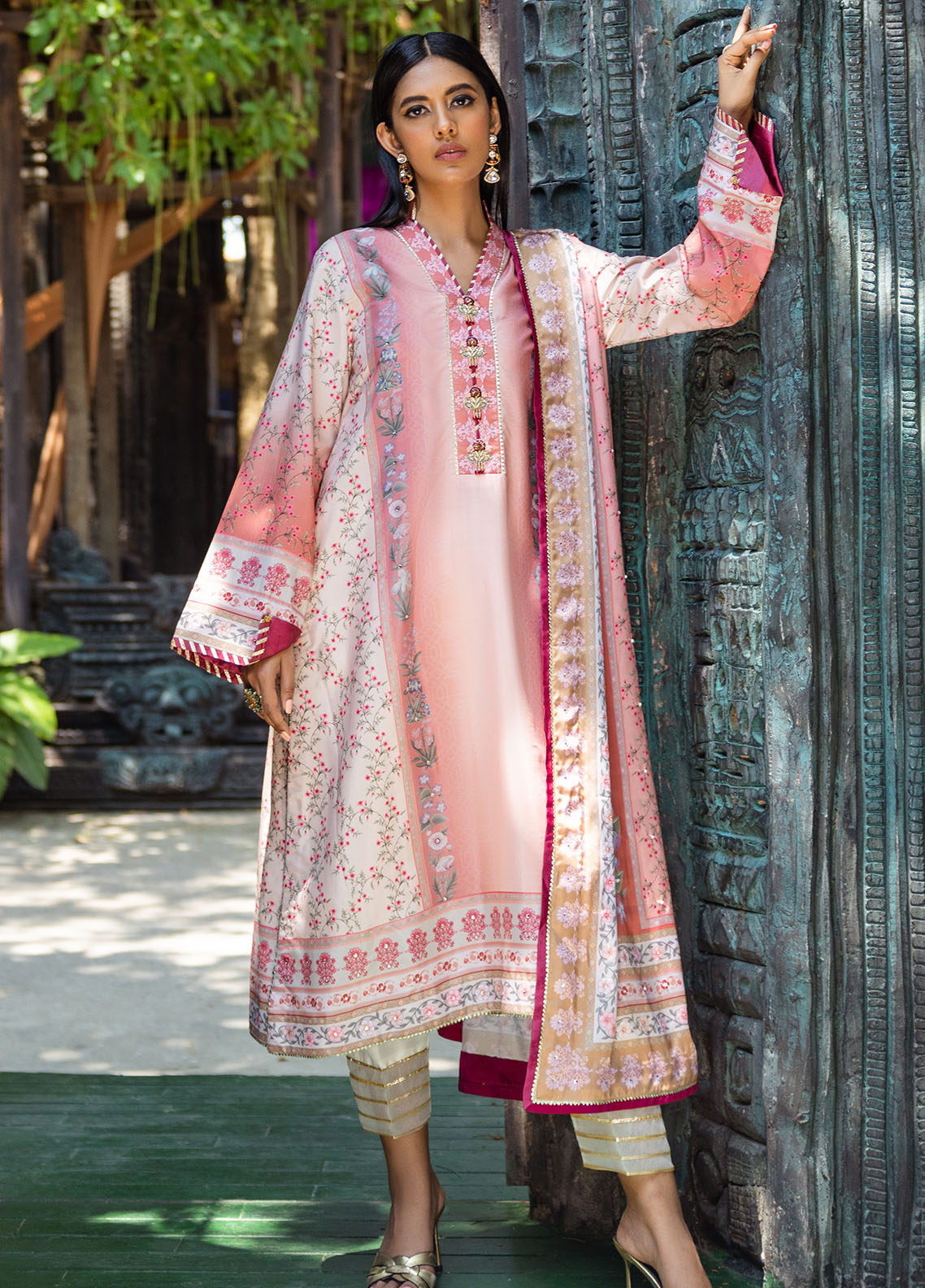 Nirvana By Mushq Embroidered Raw Silk Suit Unstitched 3 Piece MQ24N MPS-04 Roseate - Fesrive Collection