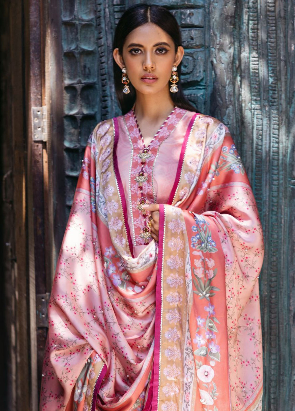 Nirvana By Mushq Embroidered Raw Silk Suit Unstitched 3 Piece MQ24N MPS-04 Roseate - Fesrive Collection