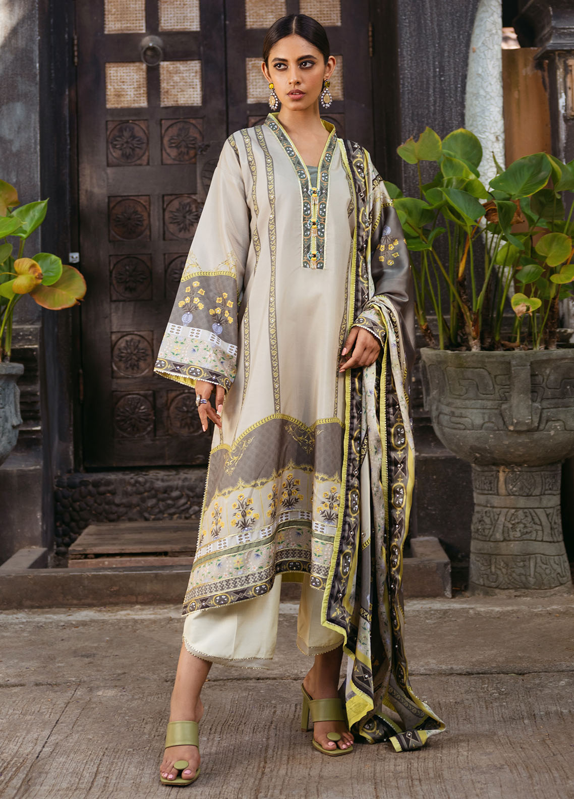 Nirvana By Mushq Embroidered Raw Silk Suit Unstitched 3 Piece MQ24N MPS-01 Chestnut - Fesrive Collection