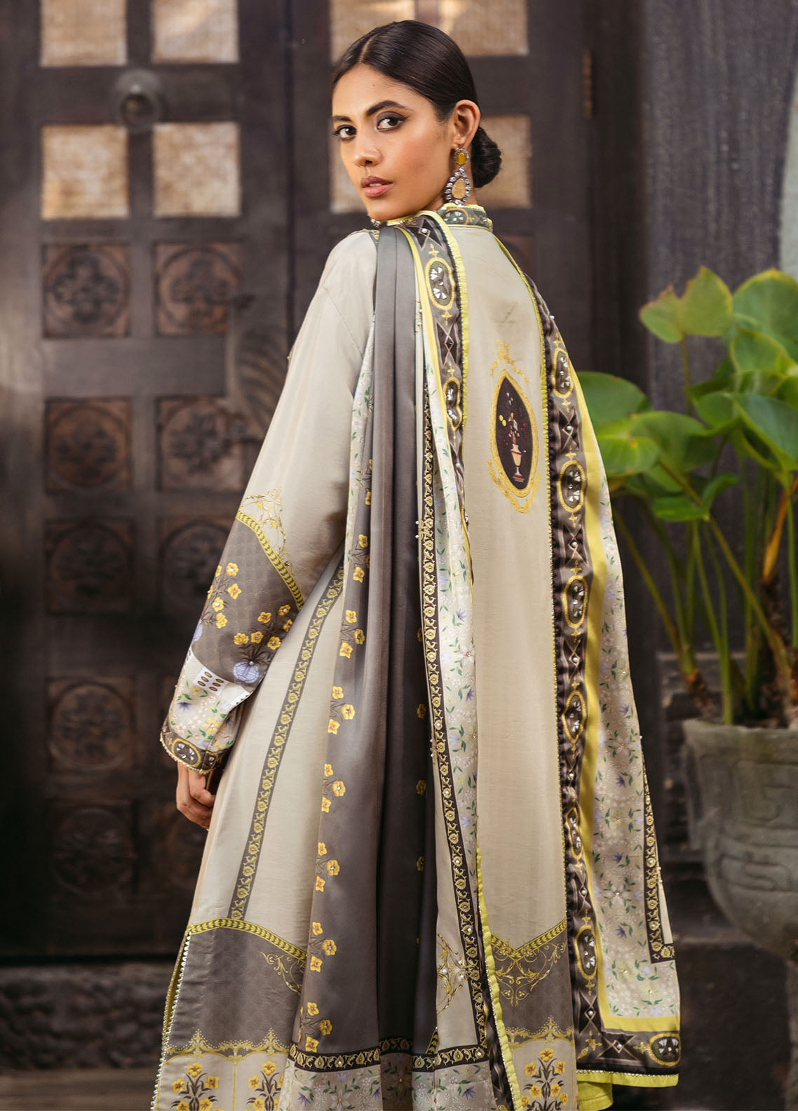 Nirvana By Mushq Embroidered Raw Silk Suit Unstitched 3 Piece MQ24N MPS-01 Chestnut - Fesrive Collection