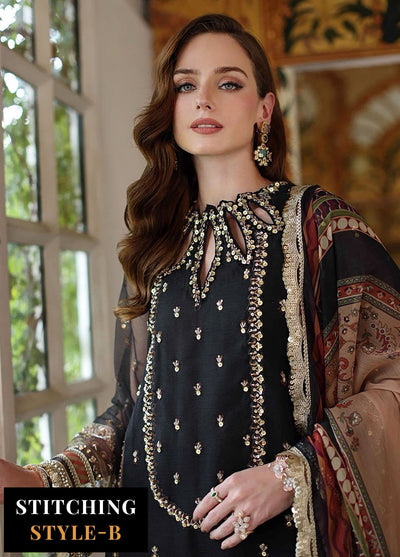 Noor by Saadia Asad Embroidered Cotton Net Suits Unstitched 3 Piece NSA25UF D-01