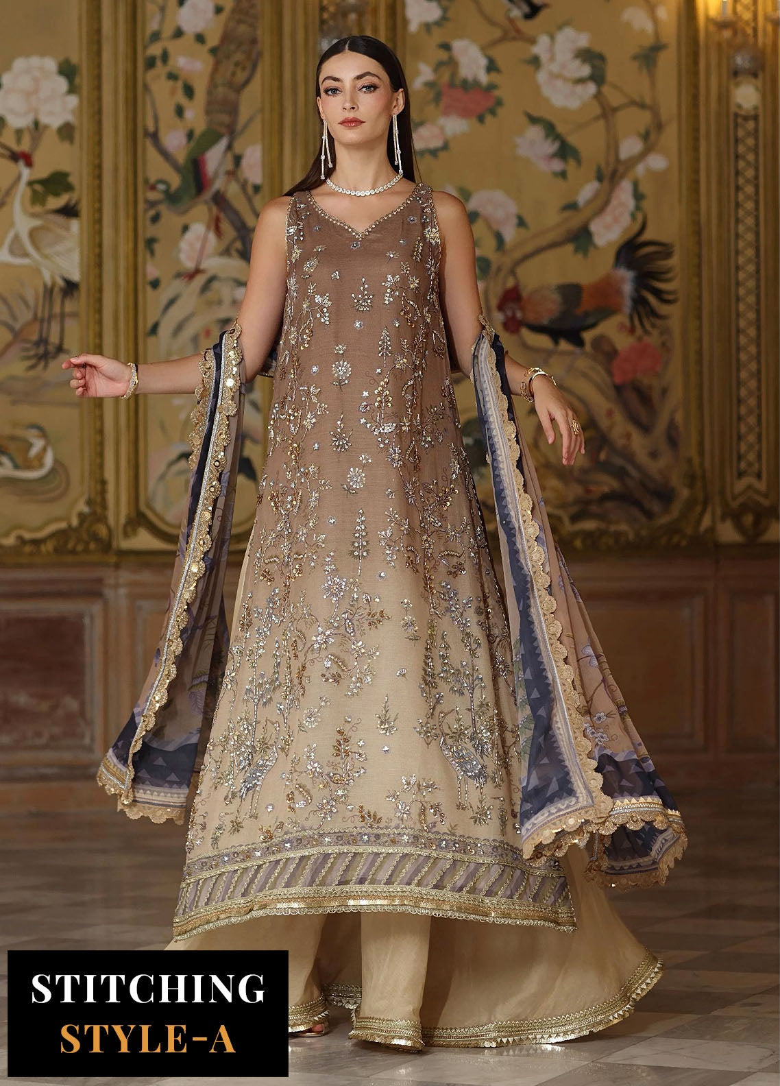 Noor by Saadia Asad Embroidered Cotton Net Suits Unstitched 3 Piece NSA25UF D-02