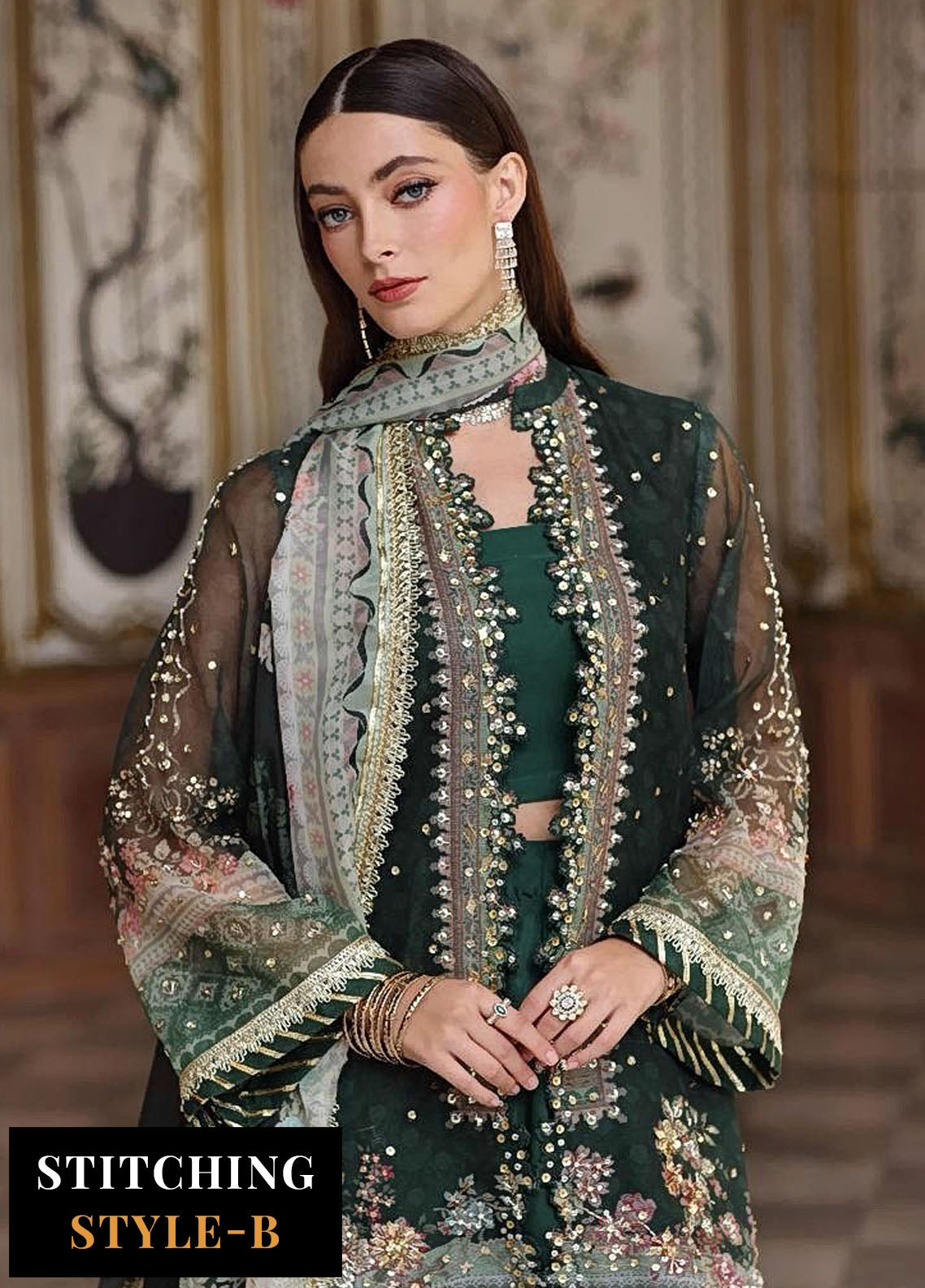 Noor by Saadia Asad Embroidered Cotton Net Suits Unstitched 3 Piece NSA25UF D-05