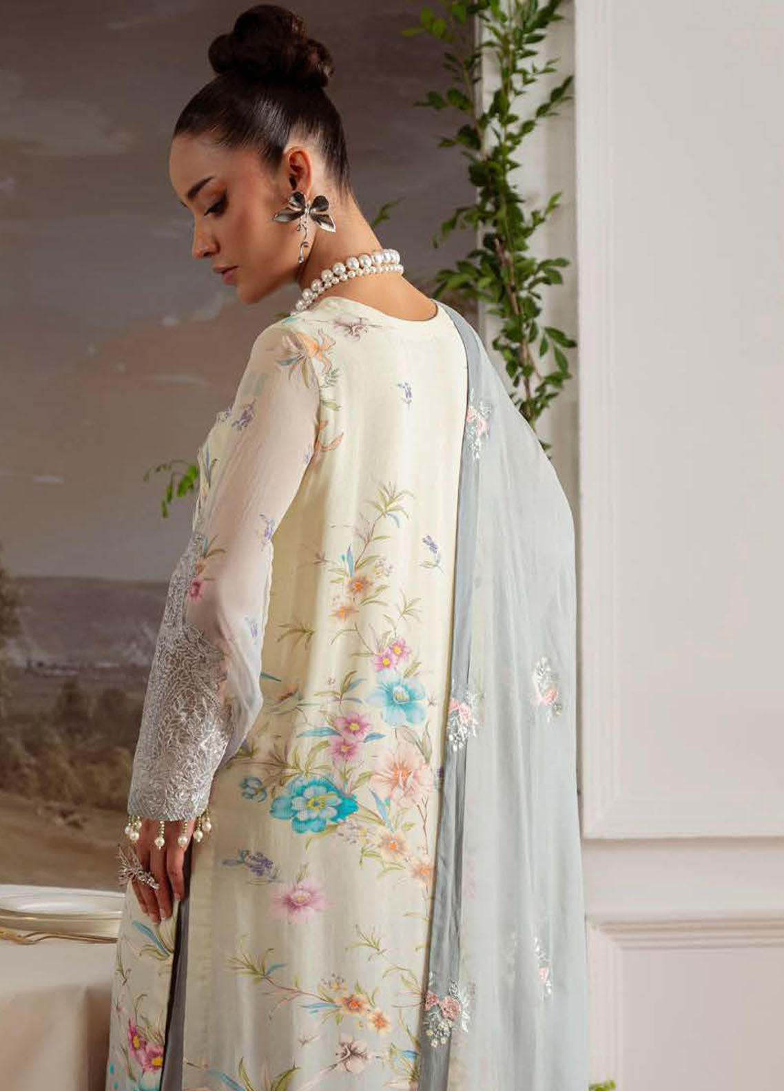 Nureh Embroidered Chiffon Suits Unstitched 4 Piece Suit NU25AU AM-27