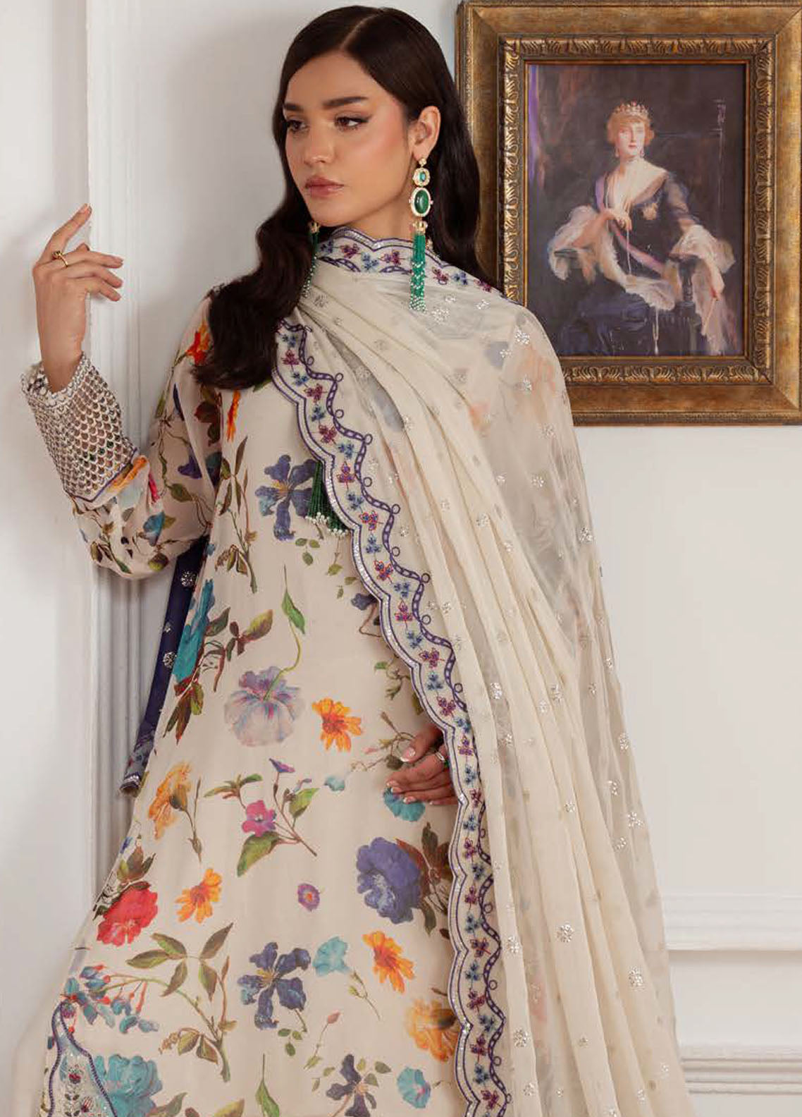 Nureh Embroidered Chiffon Suits Unstitched 4 Piece Suit NU25AU AM-26