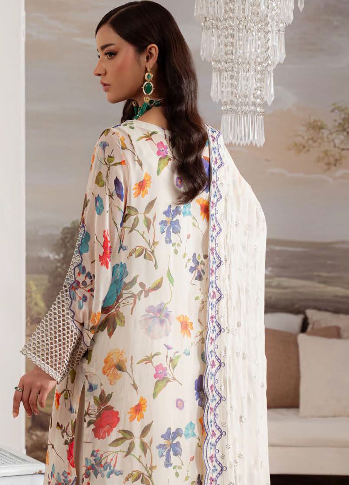 Nureh Embroidered Chiffon Suits Unstitched 4 Piece Suit NU25AU AM-26