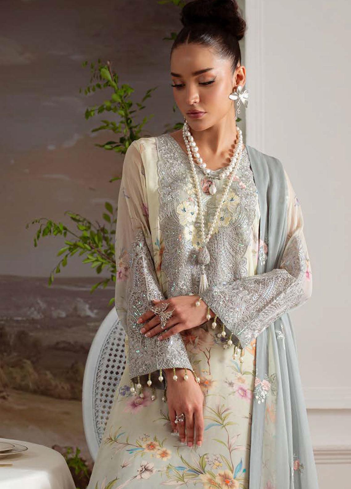 Nureh Embroidered Chiffon Suits Unstitched 4 Piece Suit NU25AU AM-27