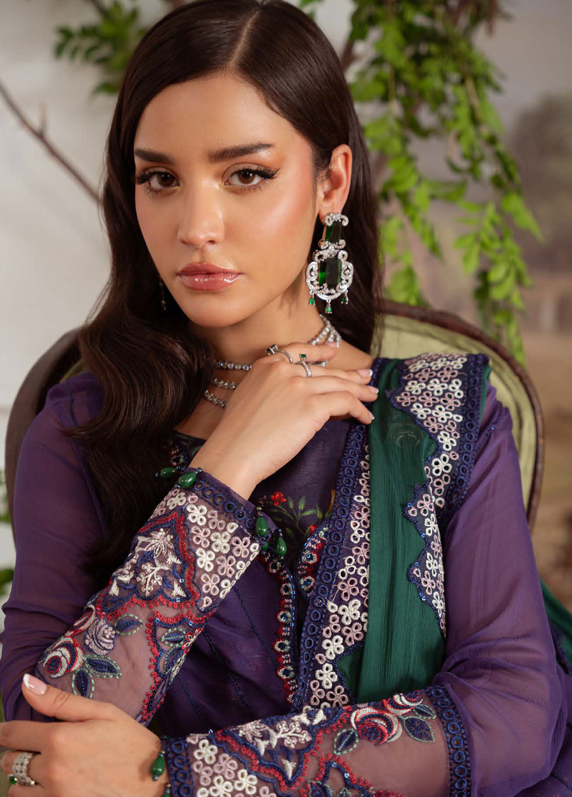 Nureh Embroidered Chiffon Suits Unstitched 4 Piece Suit NU25AU AM-29
