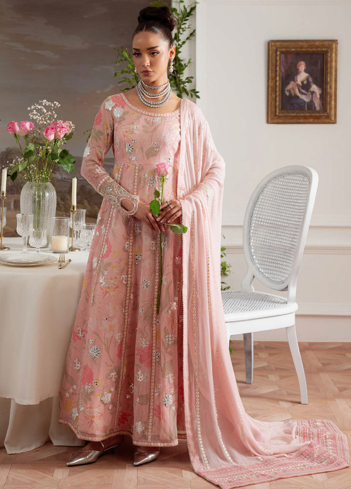 Nureh Embroidered Chiffon Suits Unstitched 4 Piece Suit NU25AU AM-25