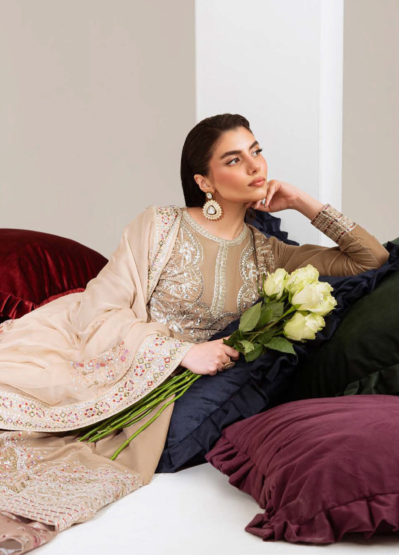 Maya by Nureh Unstitched Velvet Embroidered 3 Piece Suits NU25MV NW-108 - Festive Collection