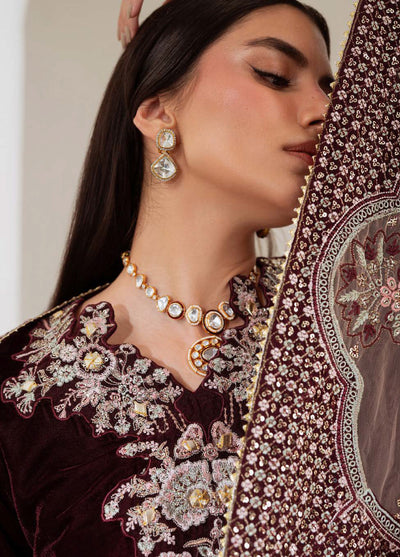 Maya by Nureh Unstitched Velvet Embroidered 3 Piece Suits NU25MV NW-110 - Festive Collection