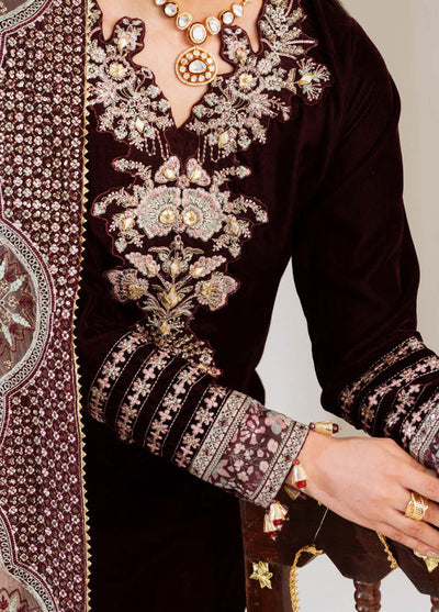 Maya by Nureh Unstitched Velvet Embroidered 3 Piece Suits NU25MV NW-110 - Festive Collection