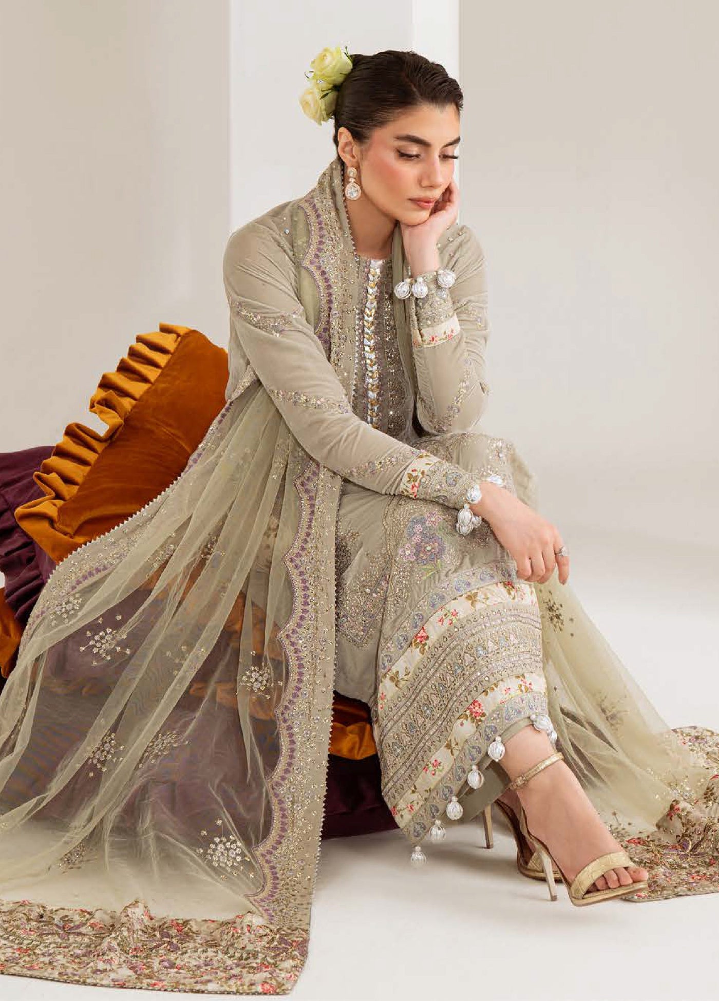 Maya by Nureh Unstitched Velvet Embroidered 3 Piece Suits NU25MV NW-111 - Festive Collection