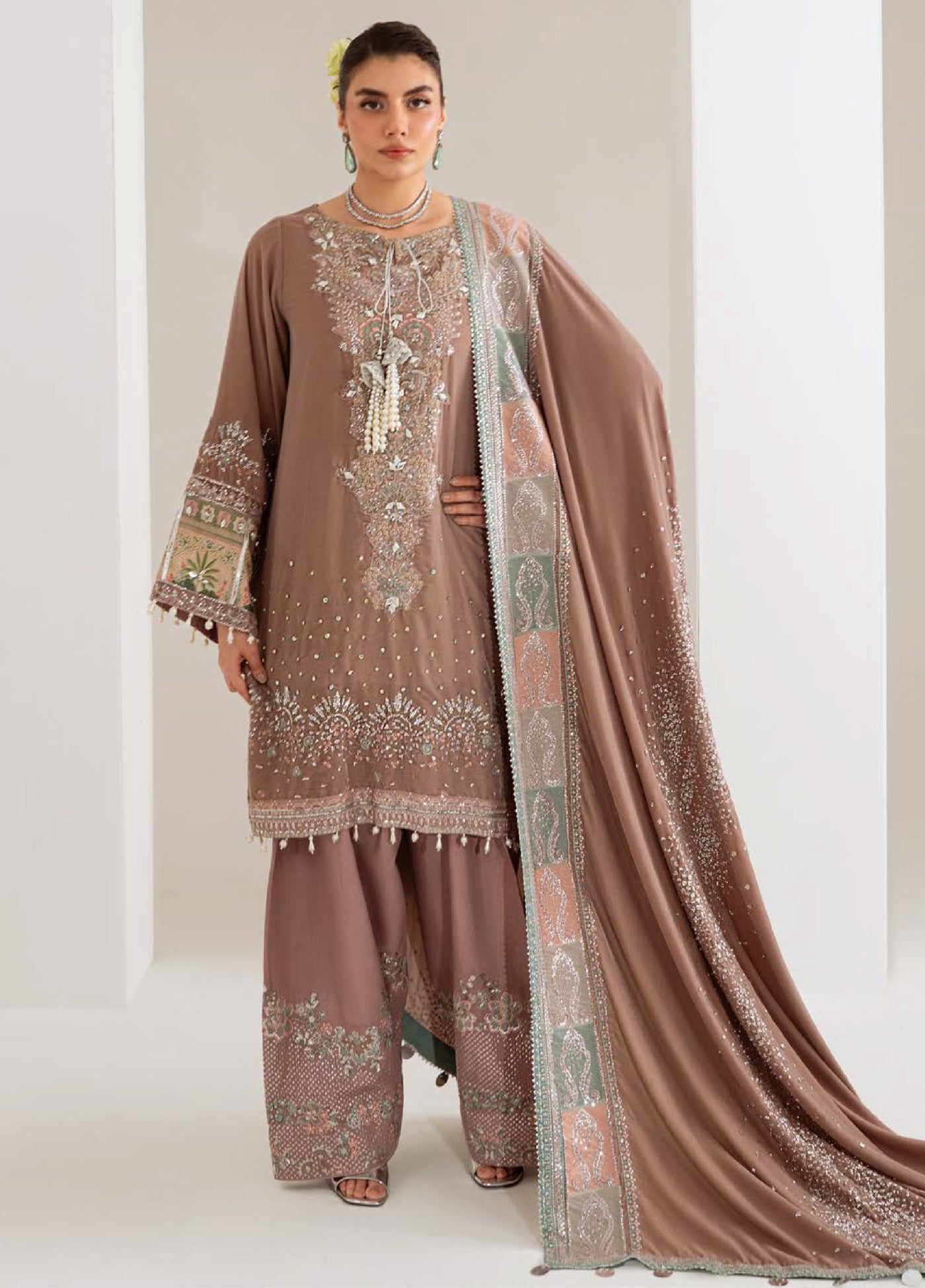Maya by Nureh Unstitched Velvet Embroidered 3 Piece Suits NU25MV NW-112 - Festive Collection