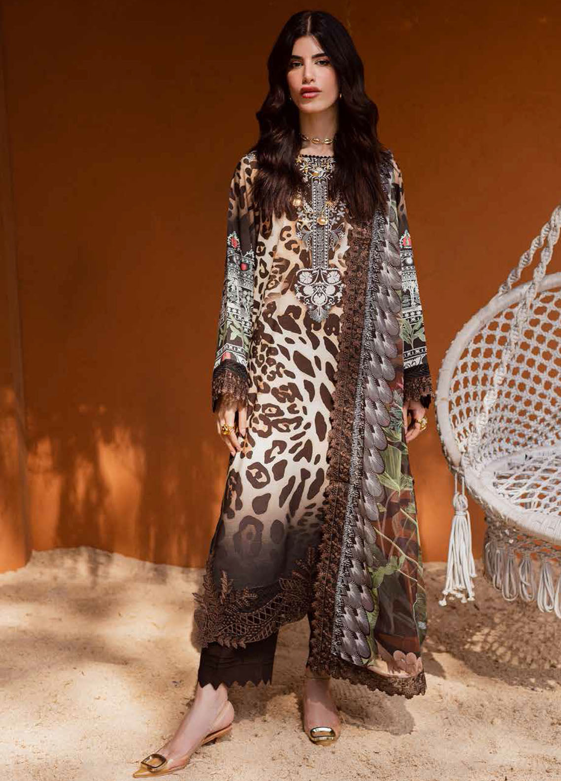 Nureh Embroidered Linen Suits Unstitched 3 Piece NU25GEU NWG-85