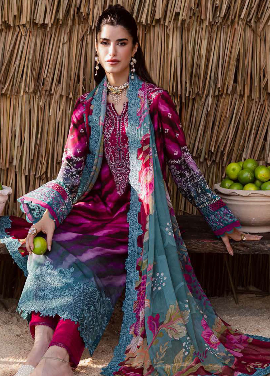 Nureh Embroidered Linen Suits Unstitched 3 Piece NU25GEU NWG-89