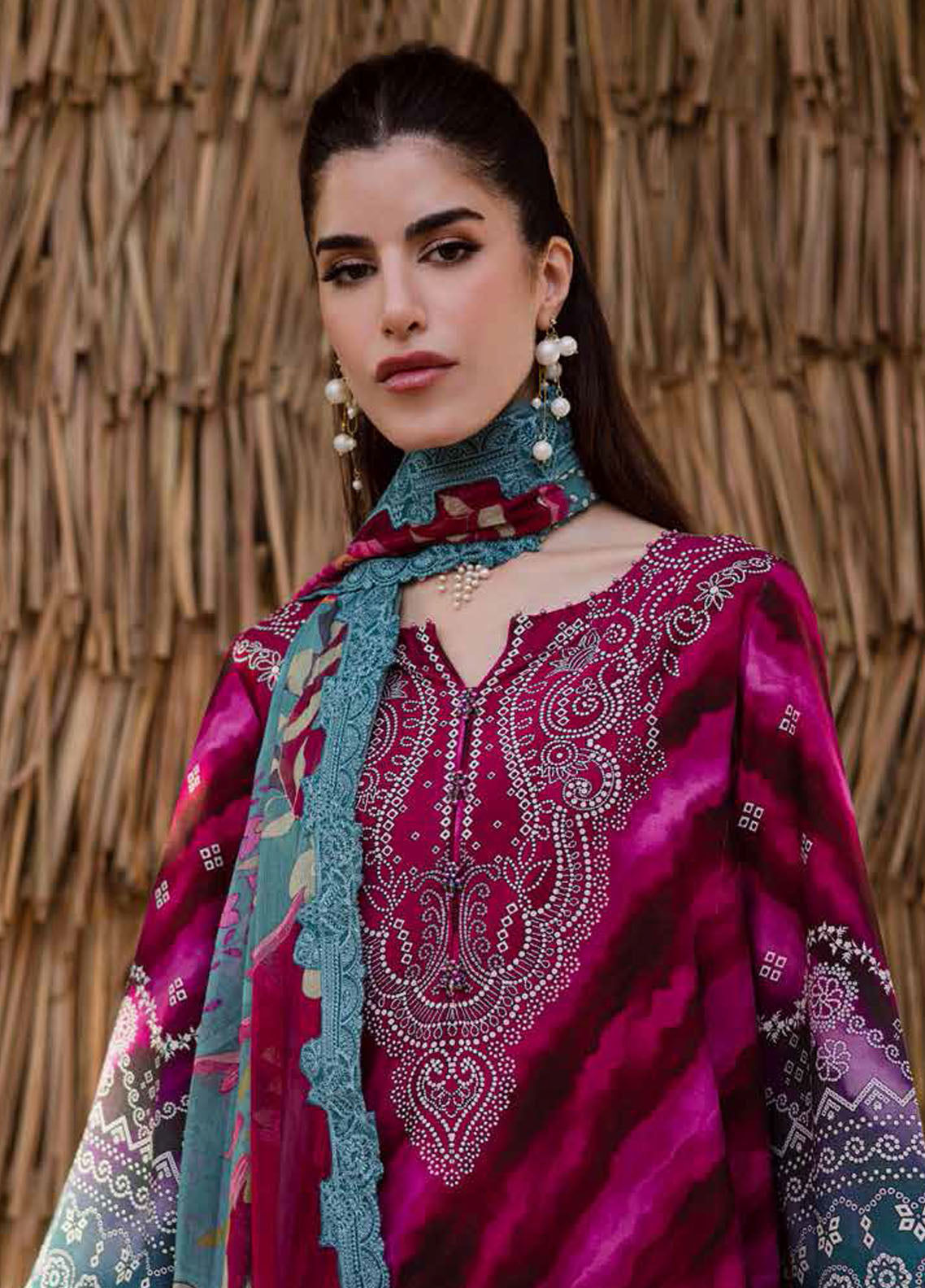 Nureh Embroidered Linen Suits Unstitched 3 Piece NU25GEU NWG-89
