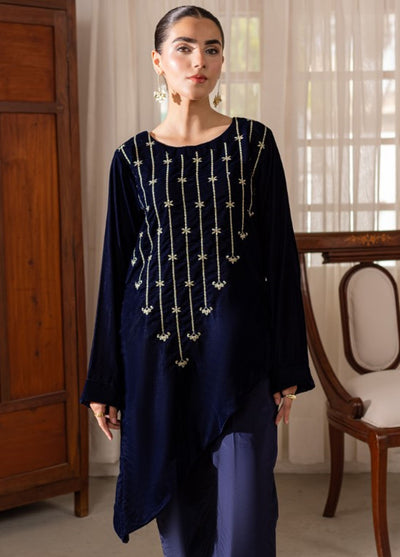 Naayas Luxury Pret Embroidered Velvet 2 Piece Suit Bluemoon