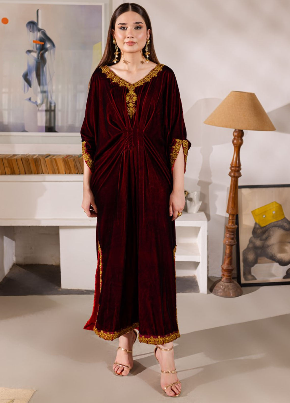 Naayas Luxury Pret Embroidered Velvet Kaftan Amania