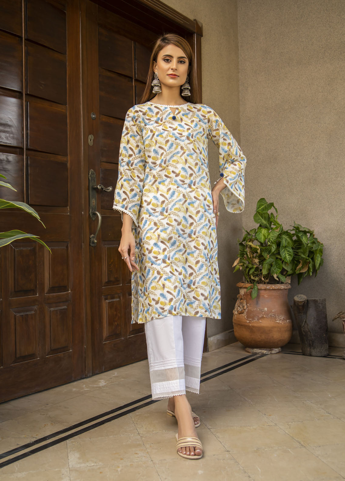 Naaz Couture Casual Pret Lawn Shirt NC23FP Yellowish Blue