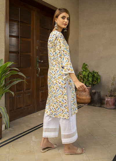 Naaz Couture Casual Pret Lawn Shirt NC23FP Yellowish Blue