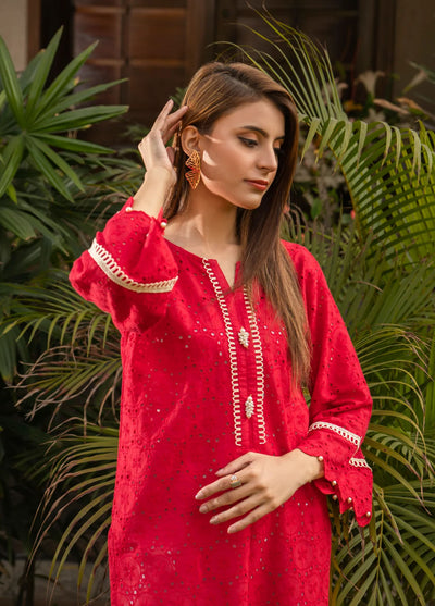 Naaz Couture Casual Pret Chikankari Lawn Kurta NC23NK-2 Red