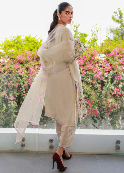 Nadia Khan Pret Embroidered Raw Silk 3 Piece Bisque