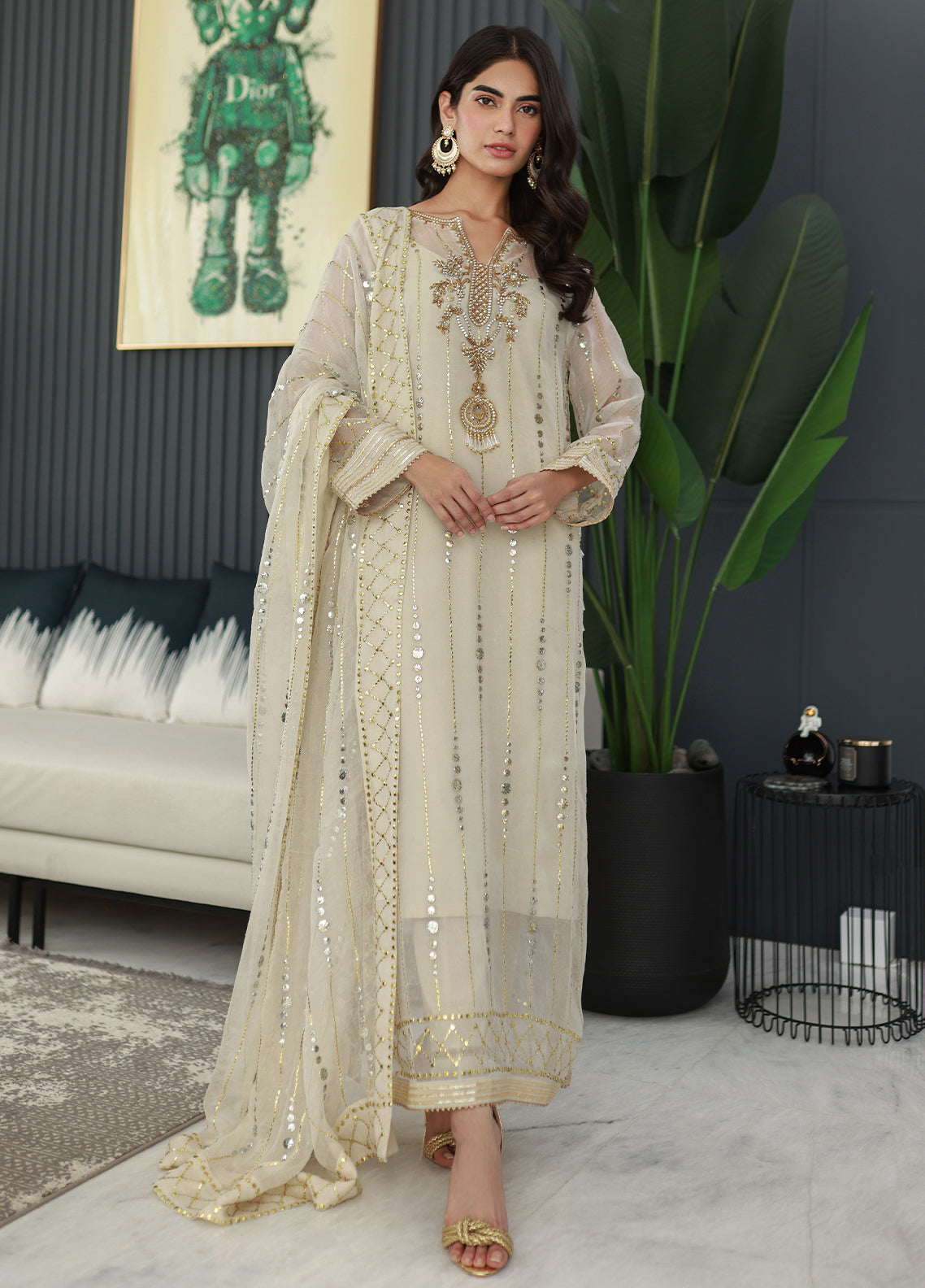 Nadia Khan Pret Embroidered Raw Silk 3 Piece Daffodil