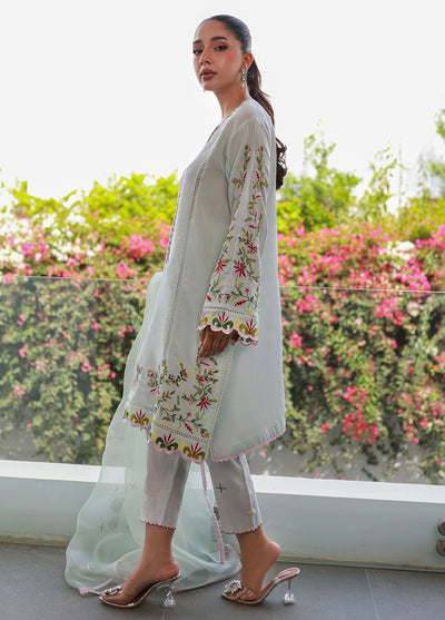 Nadia Khan Pret Embroidered Raw Silk 3 Piece Ice Blue