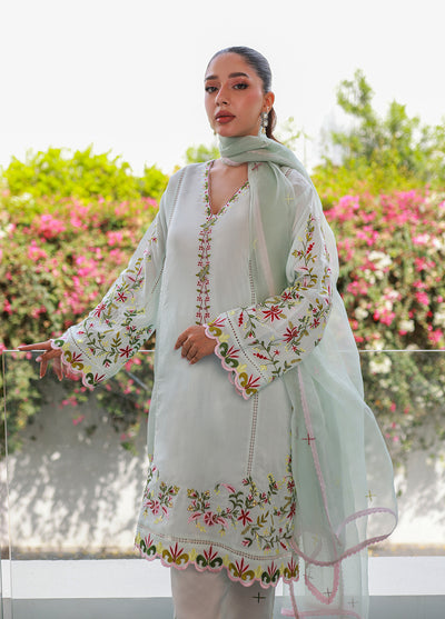 Nadia Khan Pret Embroidered Raw Silk 3 Piece Ice Blue