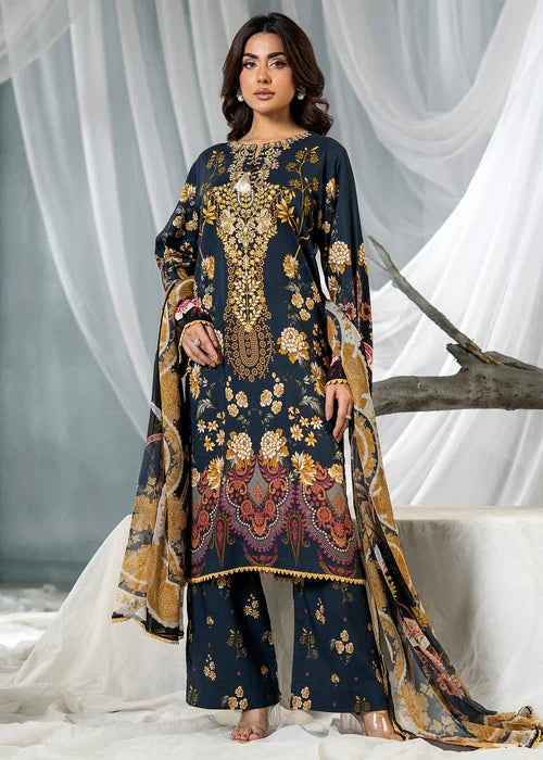 Meerak Women Embroidered Linen Navy Charm - Winter Collection