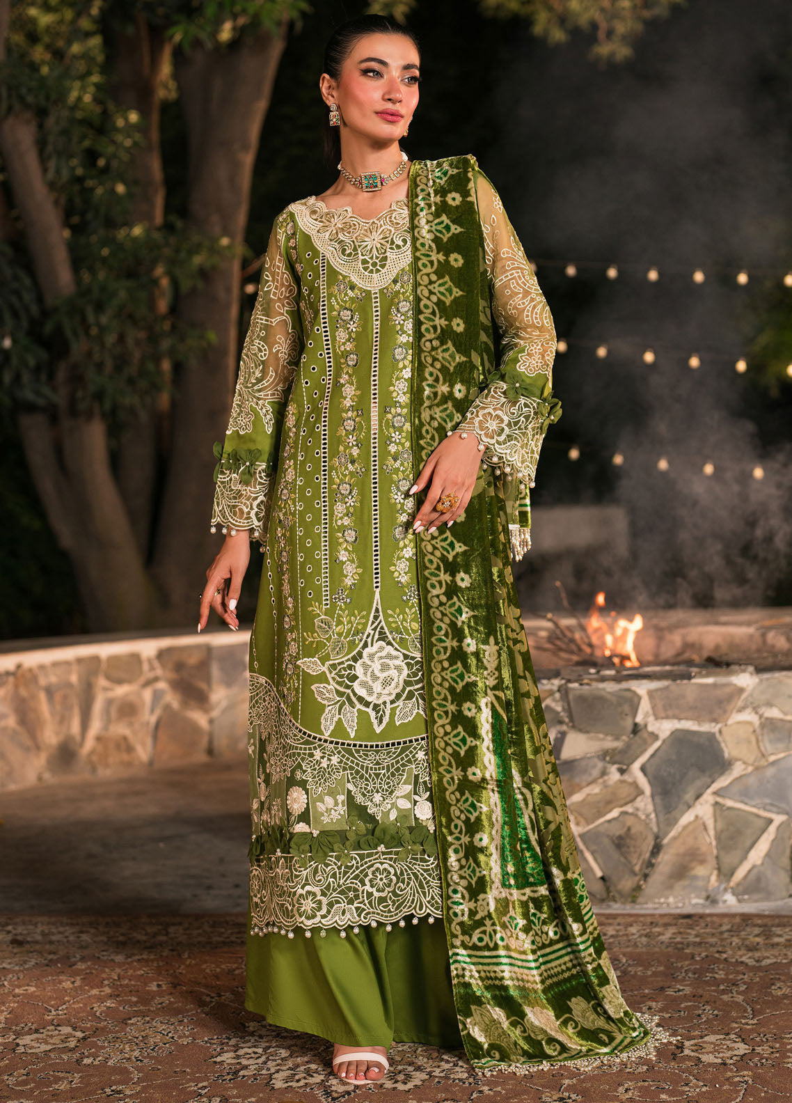 Nazakat By Mahnur Embroidered Corduroy Suit Unstitched 3 Piece MN24N D-01 Arya - Winter Collection