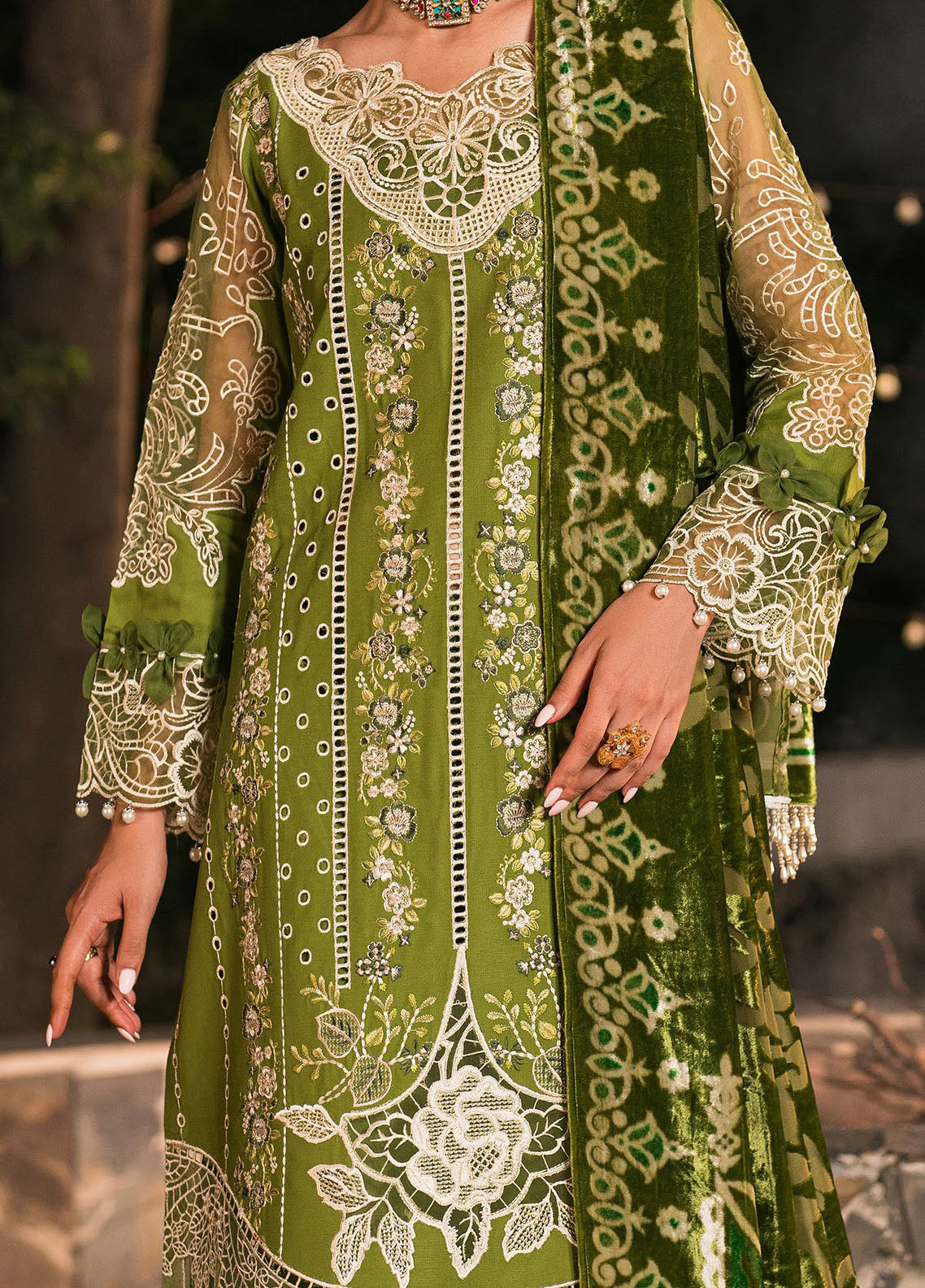 Nazakat By Mahnur Embroidered Corduroy Suit Unstitched 3 Piece MN24N D-01 Arya - Winter Collection