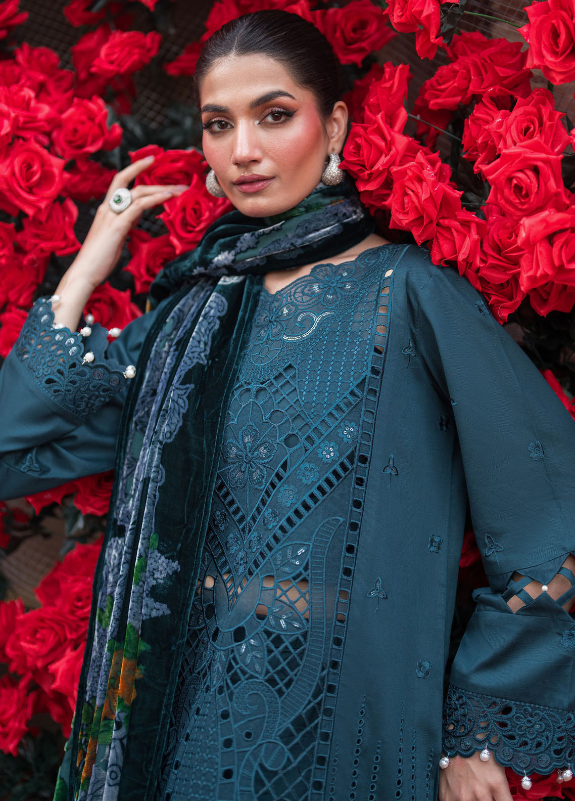 Nazakat By Mahnur Embroidered Corduroy Suit Unstitched 3 Piece MN24N D-06 Aven - Winter Collection