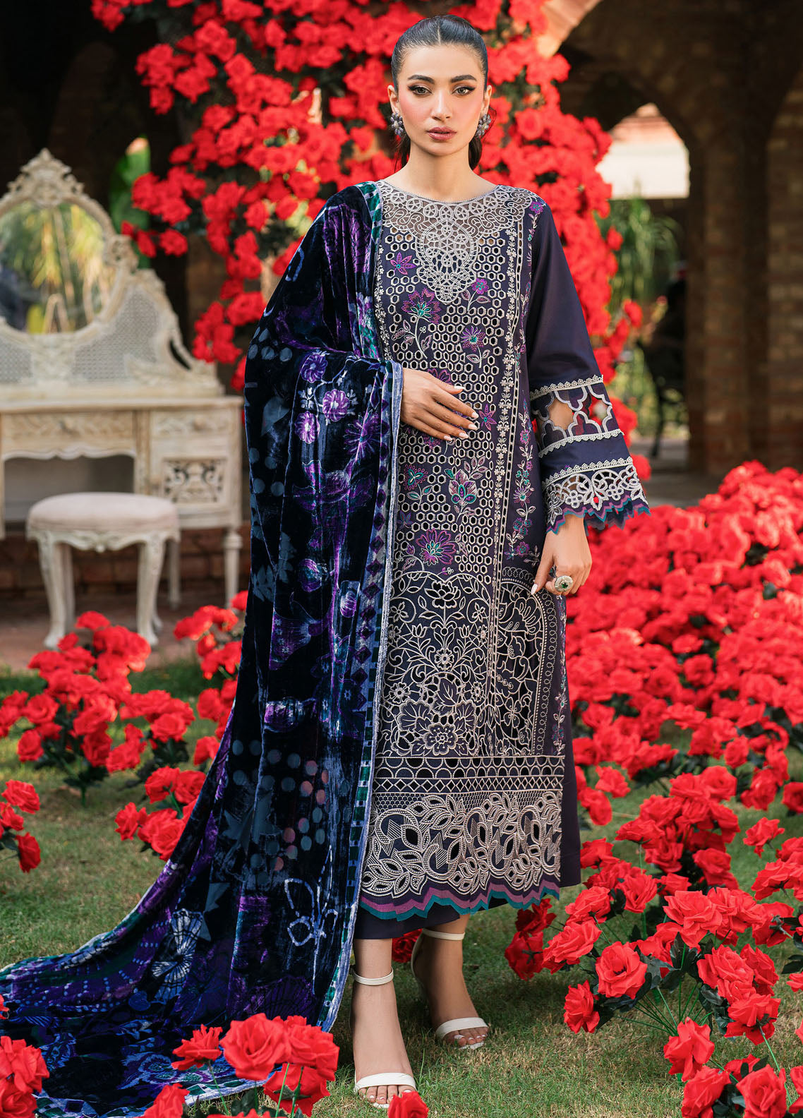 Nazakat By Mahnur Embroidered Corduroy Suit Unstitched 3 Piece MN24N D-11 Mira - Winter Collection