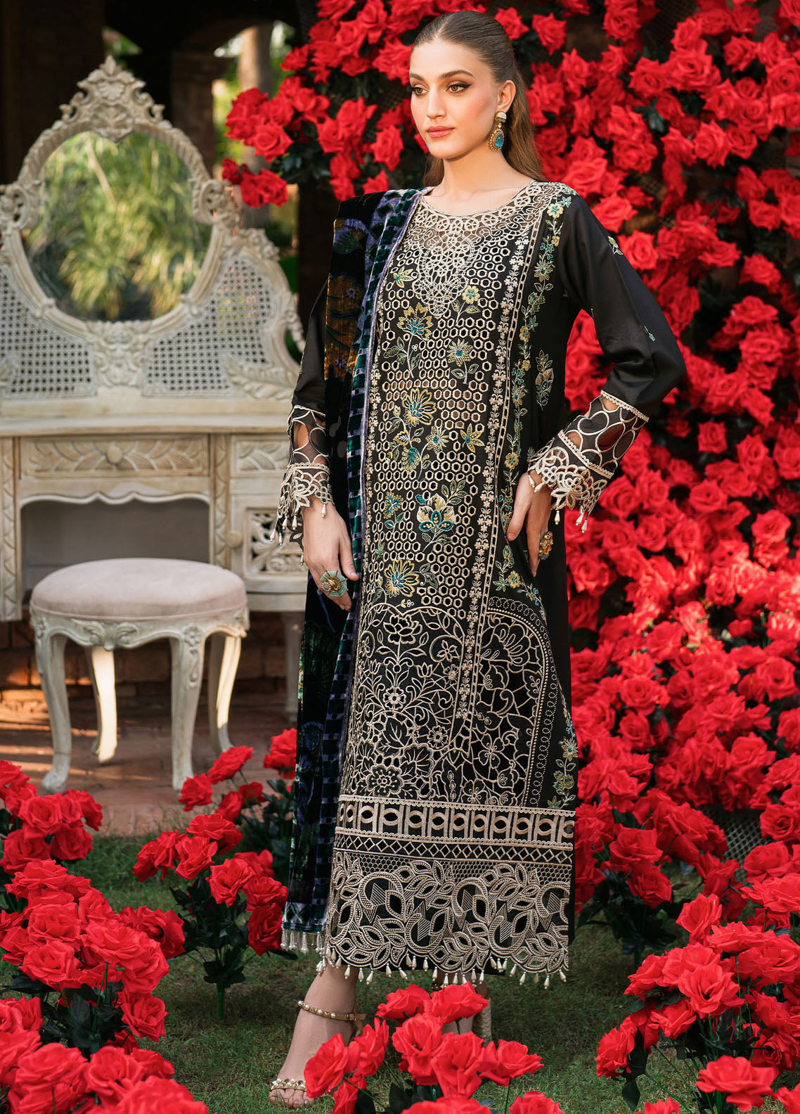 Nazakat By Mahnur Embroidered Corduroy Suit Unstitched 3 Piece MN24N D-12 Nyra - Winter Collection