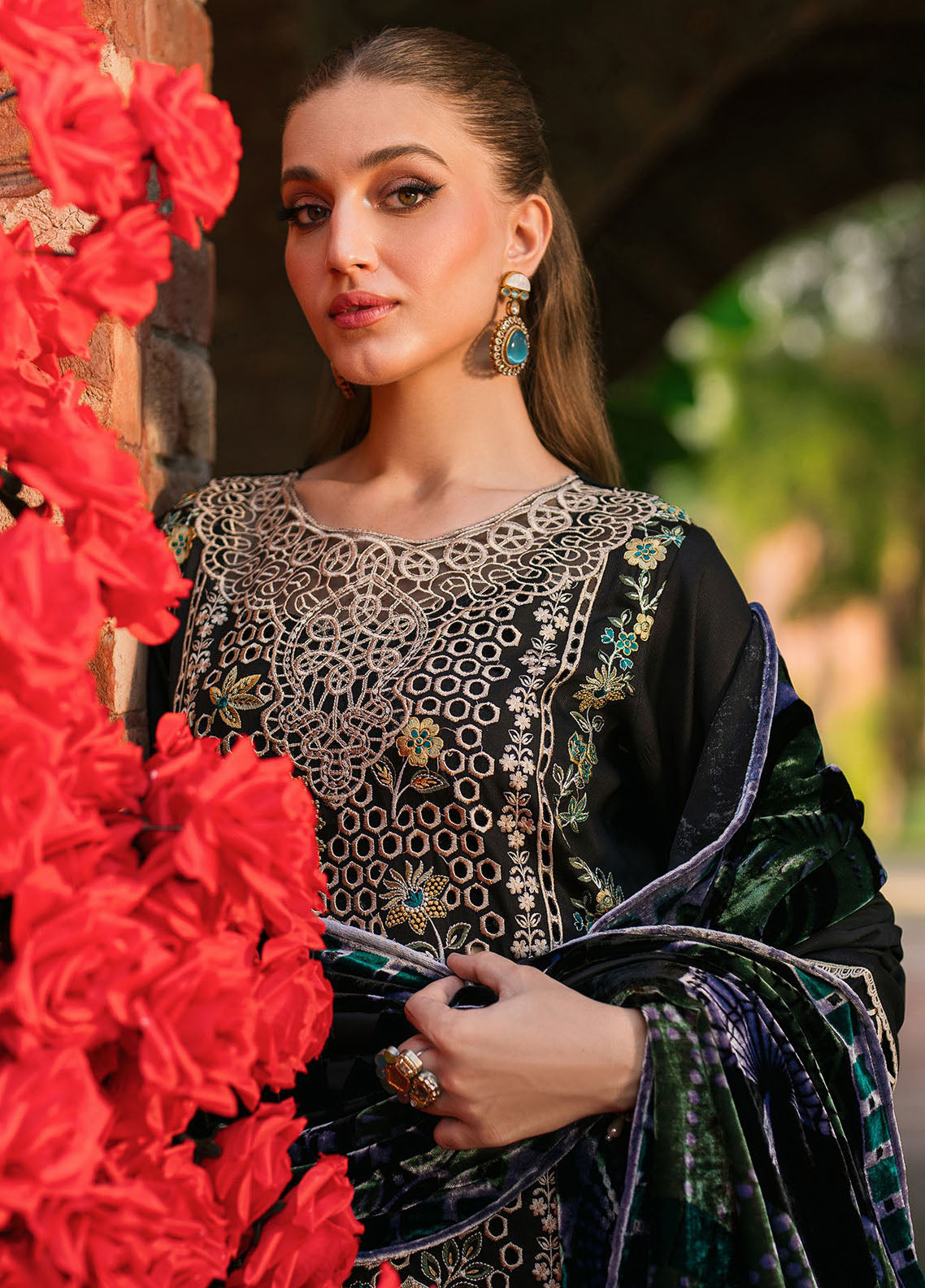 Nazakat By Mahnur Embroidered Corduroy Suit Unstitched 3 Piece MN24N D-12 Nyra - Winter Collection