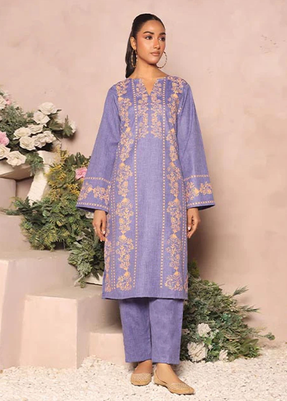 Nazmina Pret Casual Khaddar 2 Piece Suit KP-309 Iris Heather