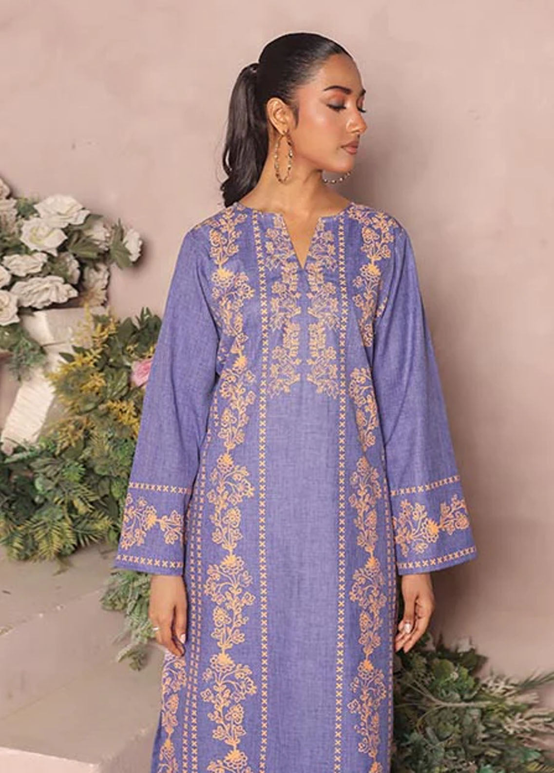 Nazmina Pret Casual Khaddar 2 Piece Suit KP-309 Iris Heather