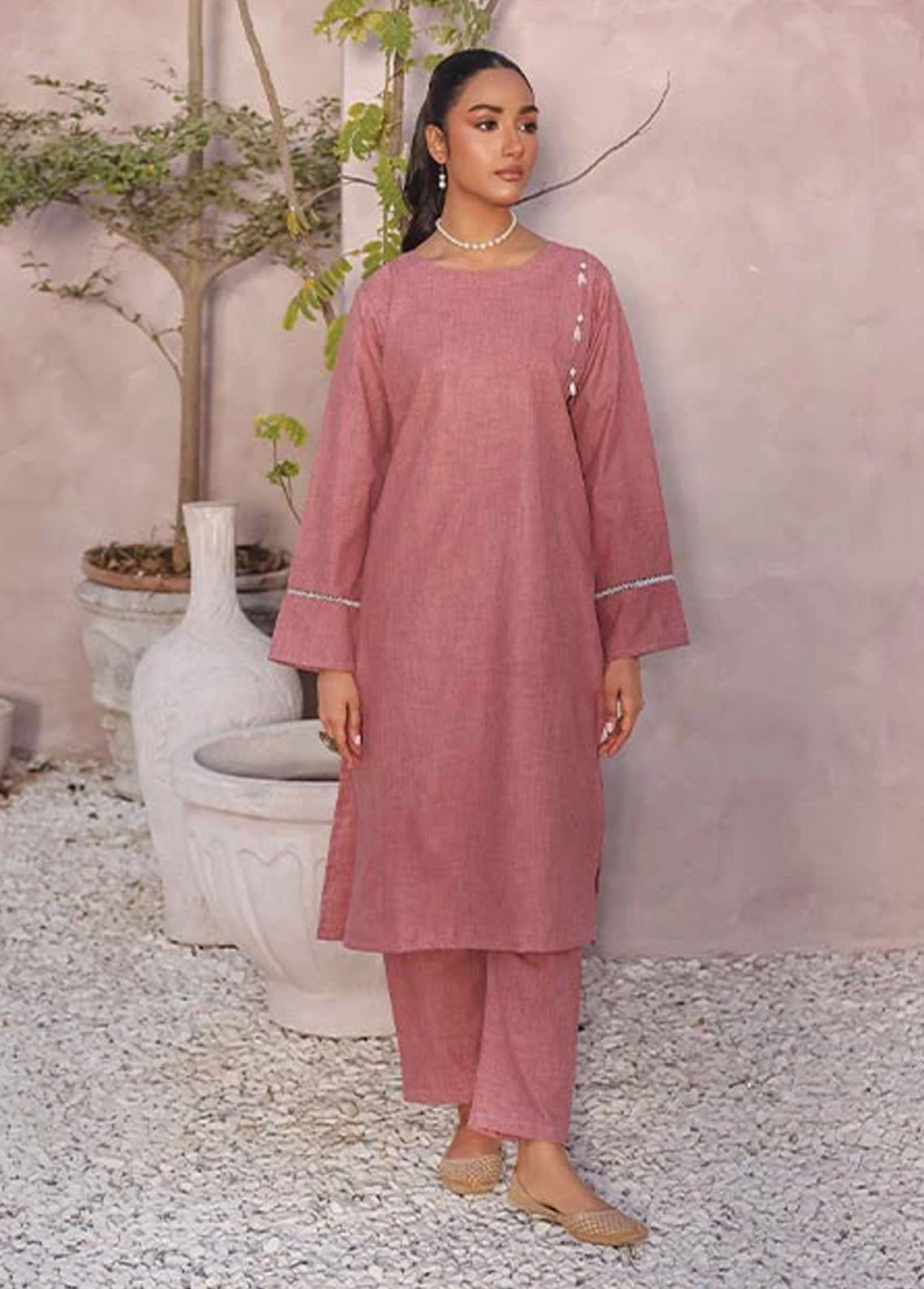 Nazmina Pret Casual Khaddar 2 Piece Suit KP-310 Rouge Blush