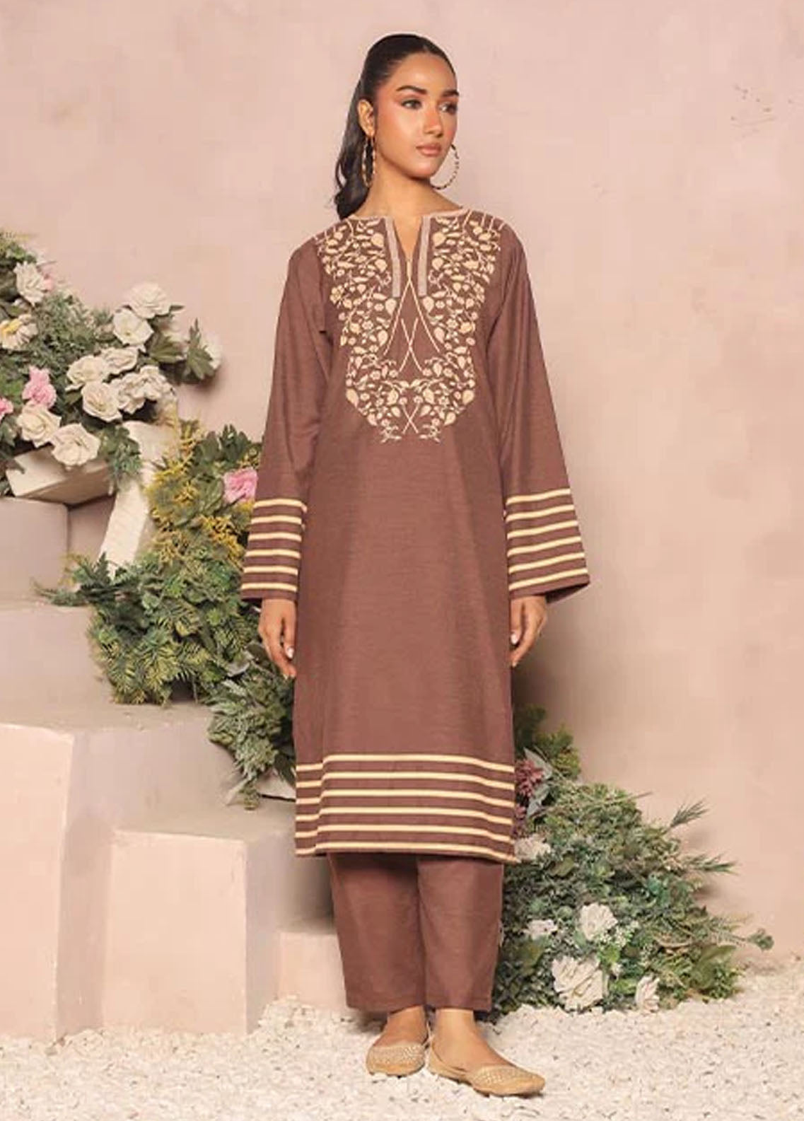 Nazmina Pret Casual Khaddar 2 Piece Suit KP-312 Cedar Walnut