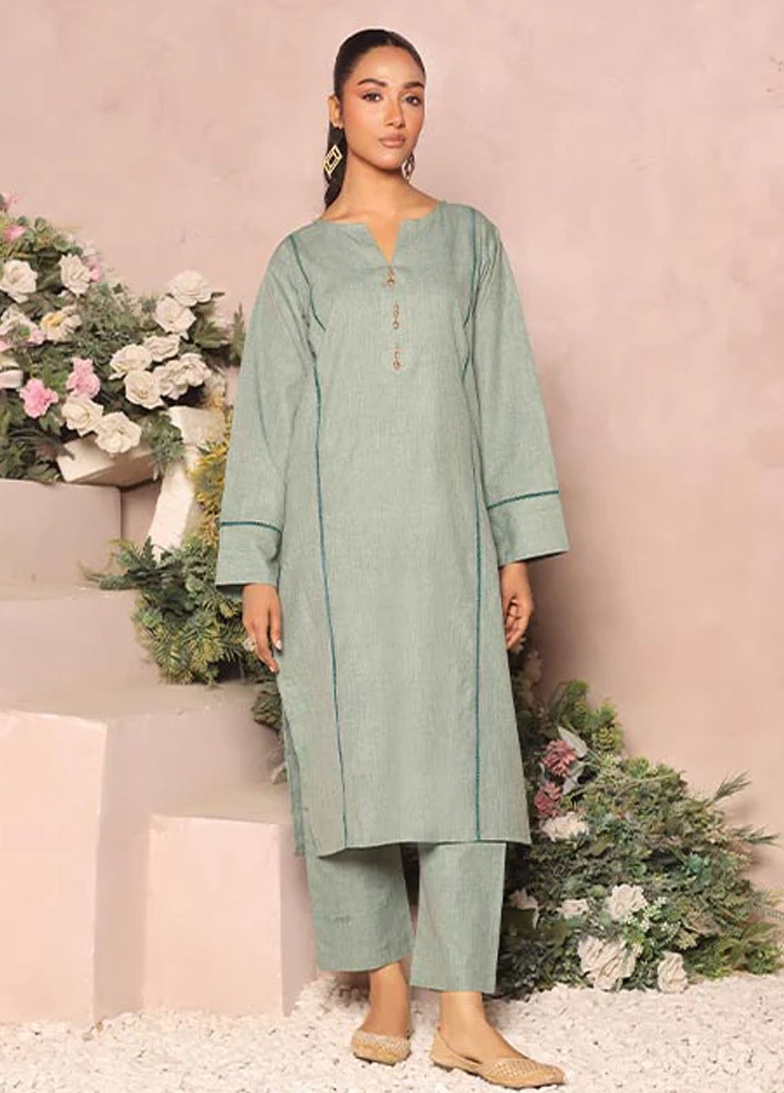 Nazmina Pret Casual Khaddar 2 Piece Suit KP-314 Fern Mint