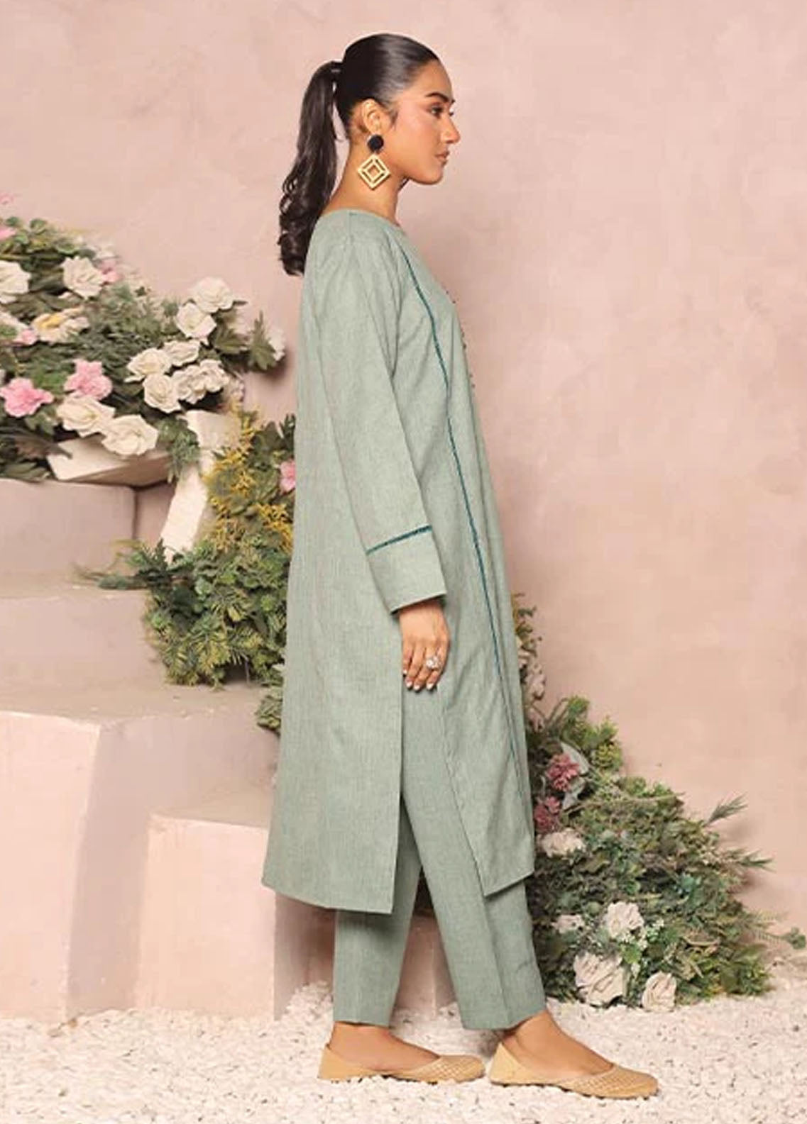 Nazmina Pret Casual Khaddar 2 Piece Suit KP-314 Fern Mint