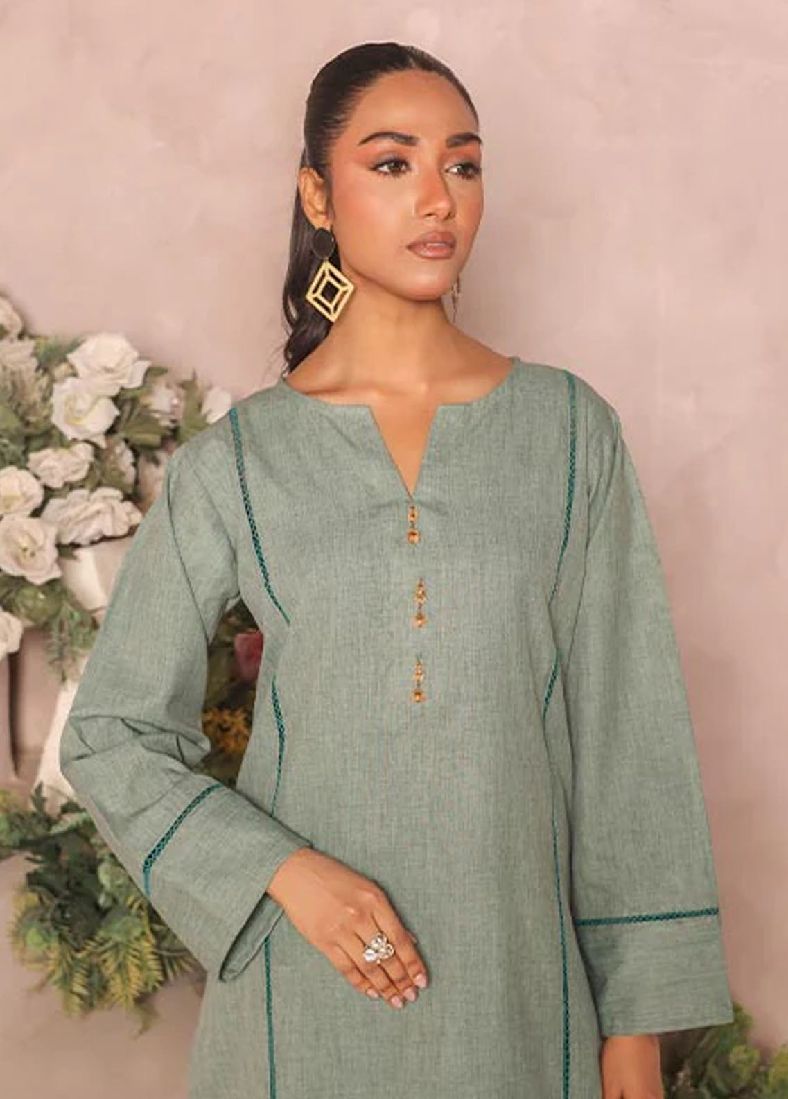 Nazmina Pret Casual Khaddar 2 Piece Suit KP-314 Fern Mint