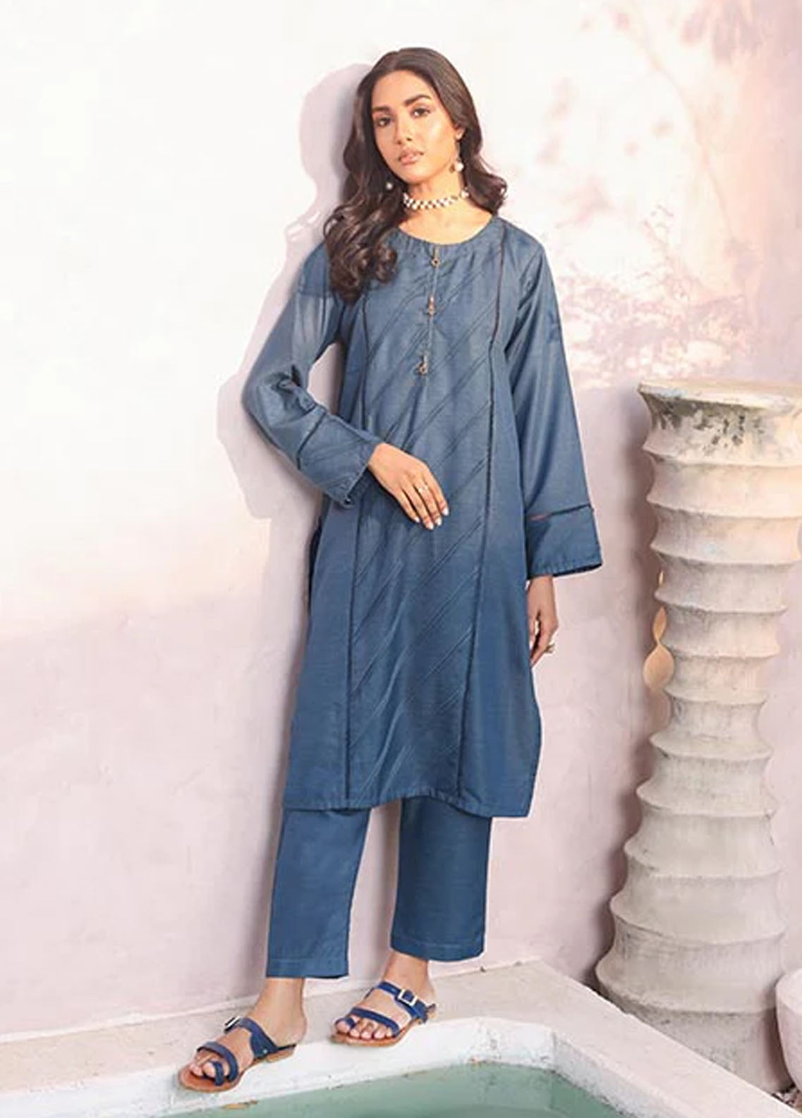 Nazmina Pret Casual Khaddar 2 Piece Suit KP302 Midnight Azure