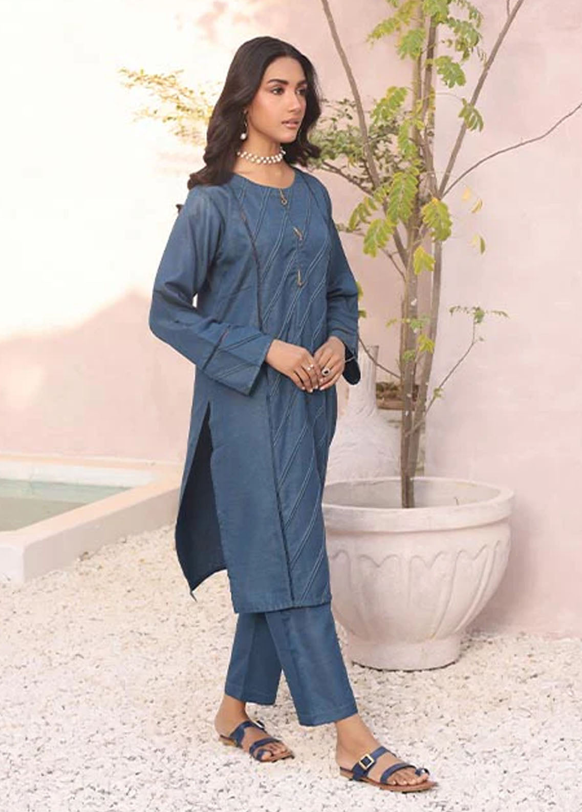 Nazmina Pret Casual Khaddar 2 Piece Suit KP302 Midnight Azure