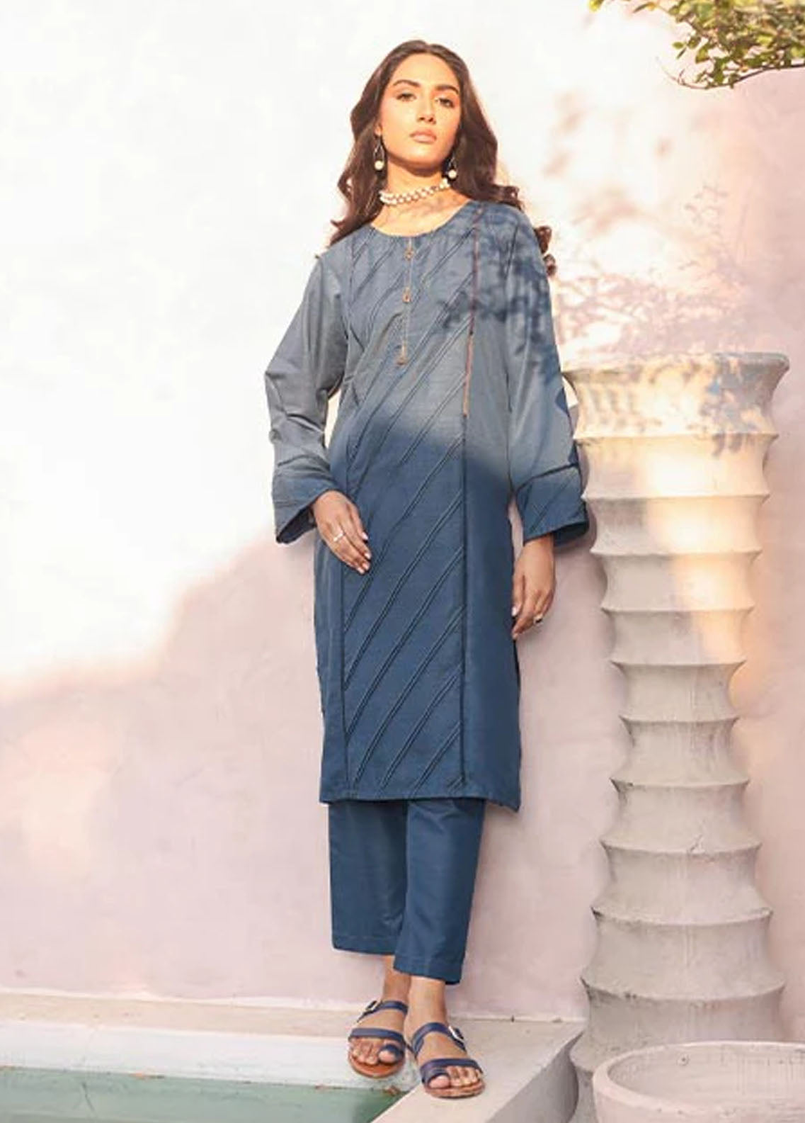 Nazmina Pret Casual Khaddar 2 Piece Suit KP302 Midnight Azure