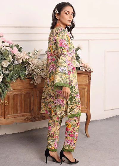 Nazmina Pret Printed Boski 2 Piece Suit KP-316 Lime green shine