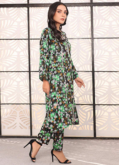 Nazmina Pret Printed Boski 2 Piece Suit KP-325 Green bird